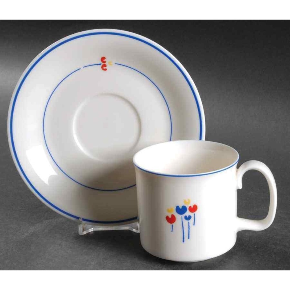 Vintage Riva Designs tulip Mint coffee cup Saucer  8 Pieces